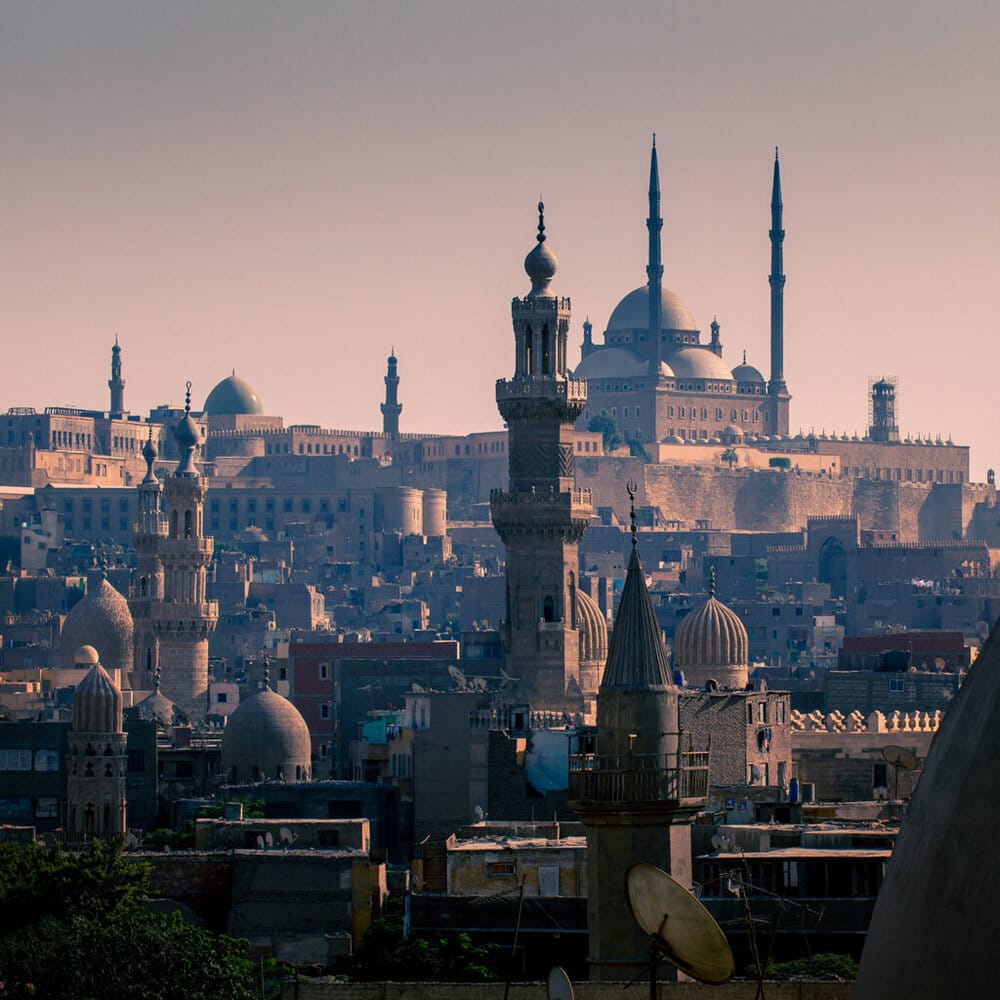 Citadel of Saladin in Cairo View of the Citaldel of Saladin from a ditance with its towers and spires.
