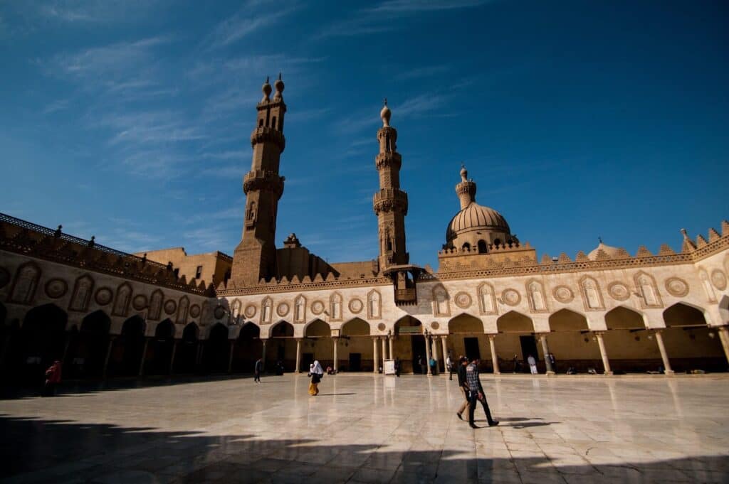 Al-Azhar Mosque Al-Azhar Mosque courtyard and view from inside
